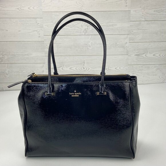 Kate Spade New York Cedar Street Reena Black Patent Textured Leather Handbag